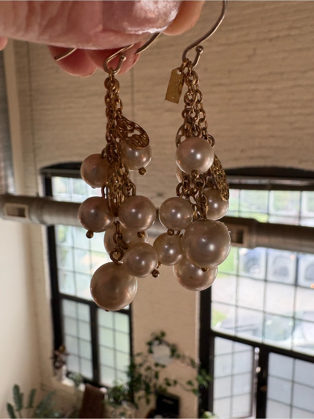 Coach Gold Pearl Cluster Drop Earrings - Women Jewelry